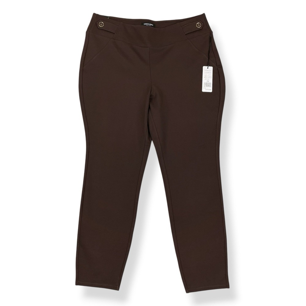 Sabrina Lauren Pants Women 2X Brown Ponte Skinny Pull On Legging Ultra Soft NWT